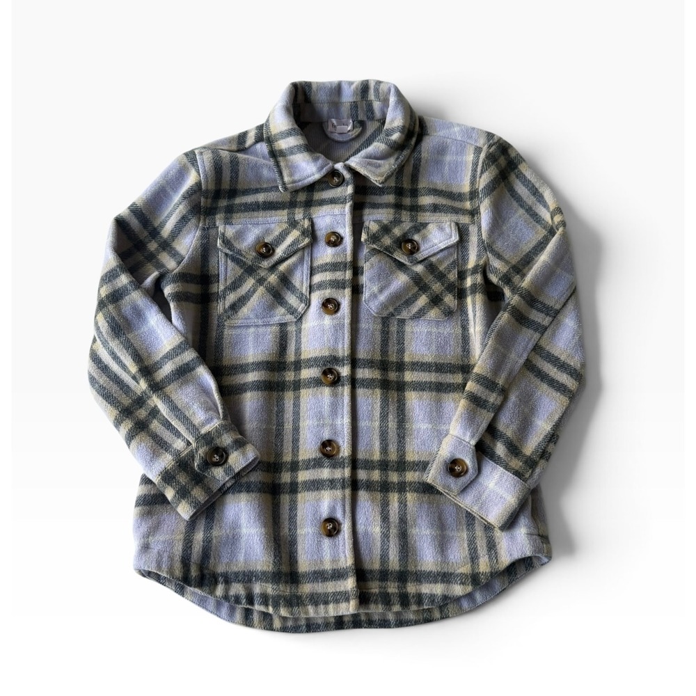 Franki by Francesca's Shacket Youth 12 Purple Plaid EUC Button Up Jacket